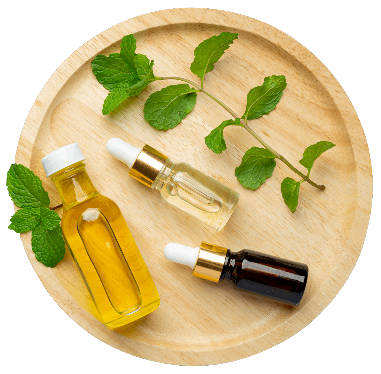 Three tincture bottles on wood